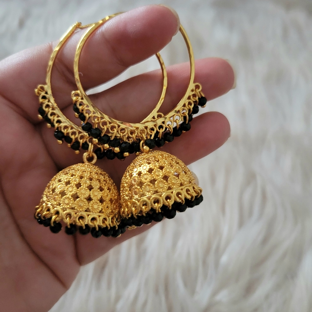 Goldplated Bollywood Indian Pakistani large pinjada earrings